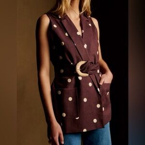 Sezane Brown Polka Dot Vest